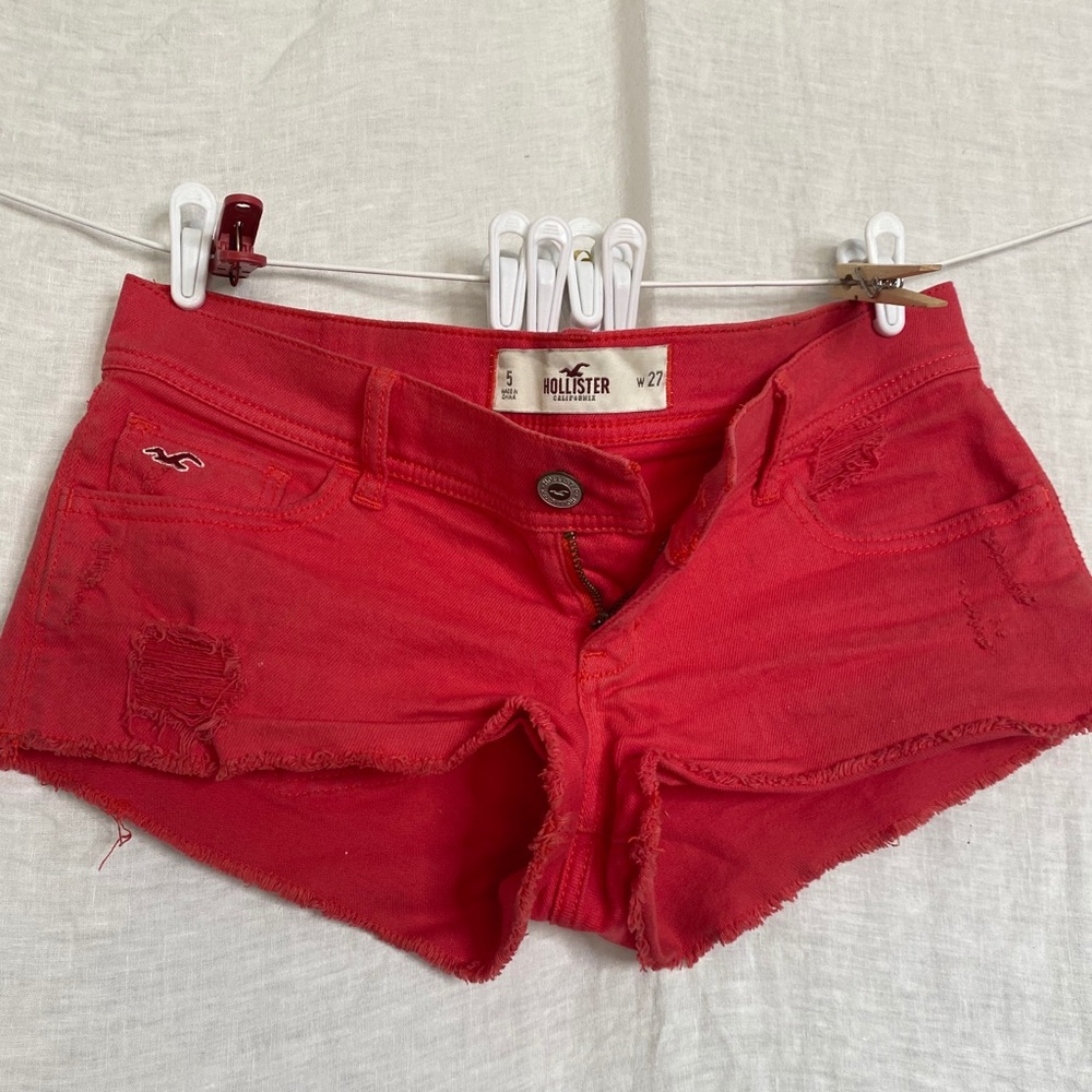 Red Hollister Denim shorts